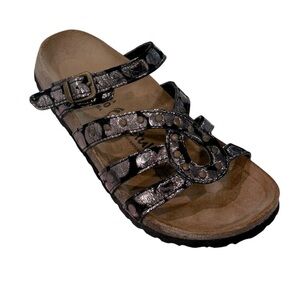 BIRKENSTOCK Betula Metallic Leather Sandals Size 37 / US 6-6.5